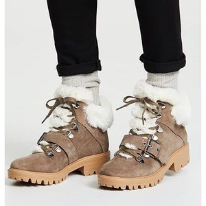 Kendall + Kylie Suede/Faux Fur Edison Combat Boots, 8.5